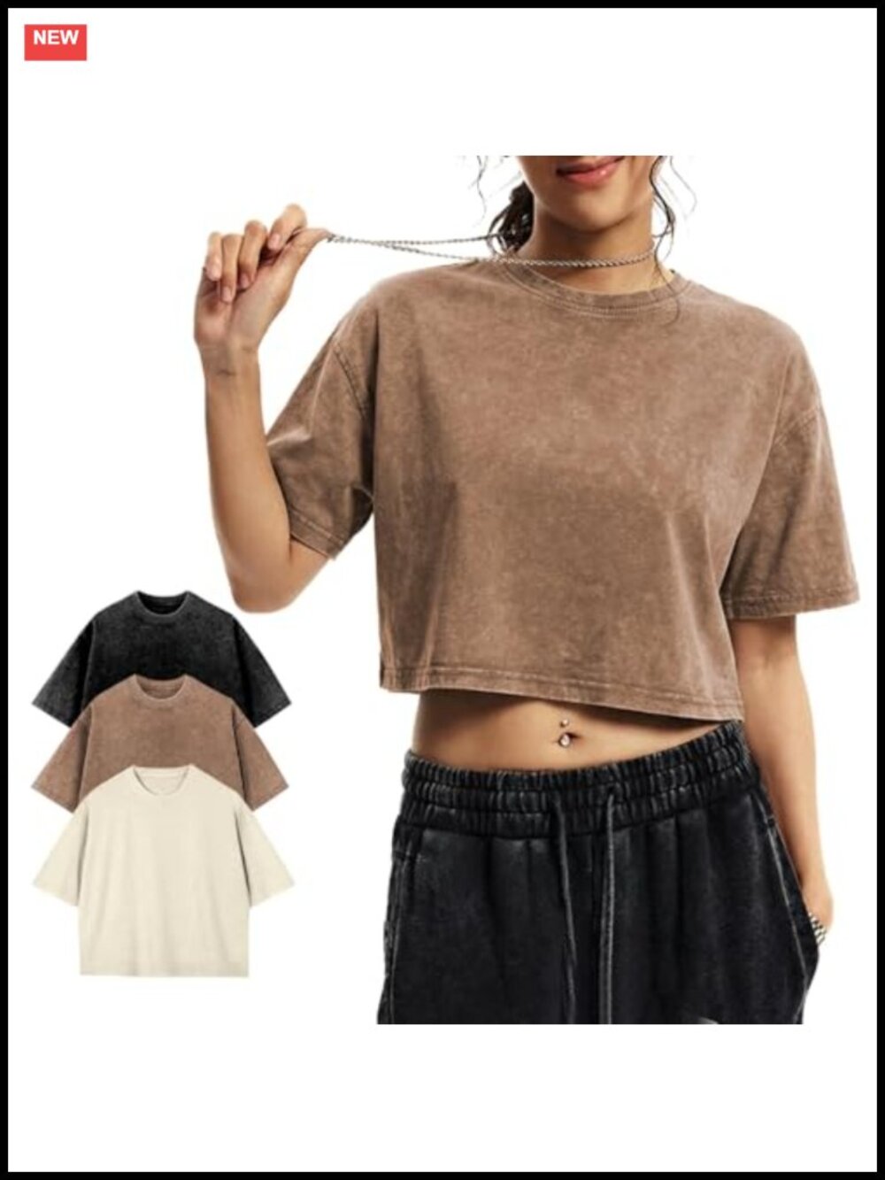Womens Cropped T Shirt 100% Cotton Acid Wash Short Sleeve Oversized Tee
